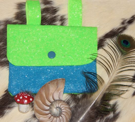 Gürteltasche blau grün glitzer